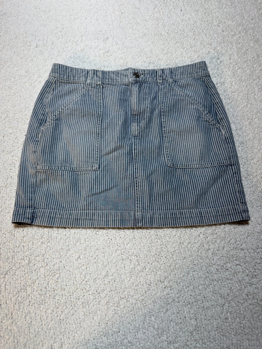 Madewell Striped Denim Mini Skirt Railroad Stripe Utility Size 4